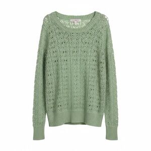 Pink Martini Collection Open Knit Crochet Sweater Mint Green Womens Large Sage